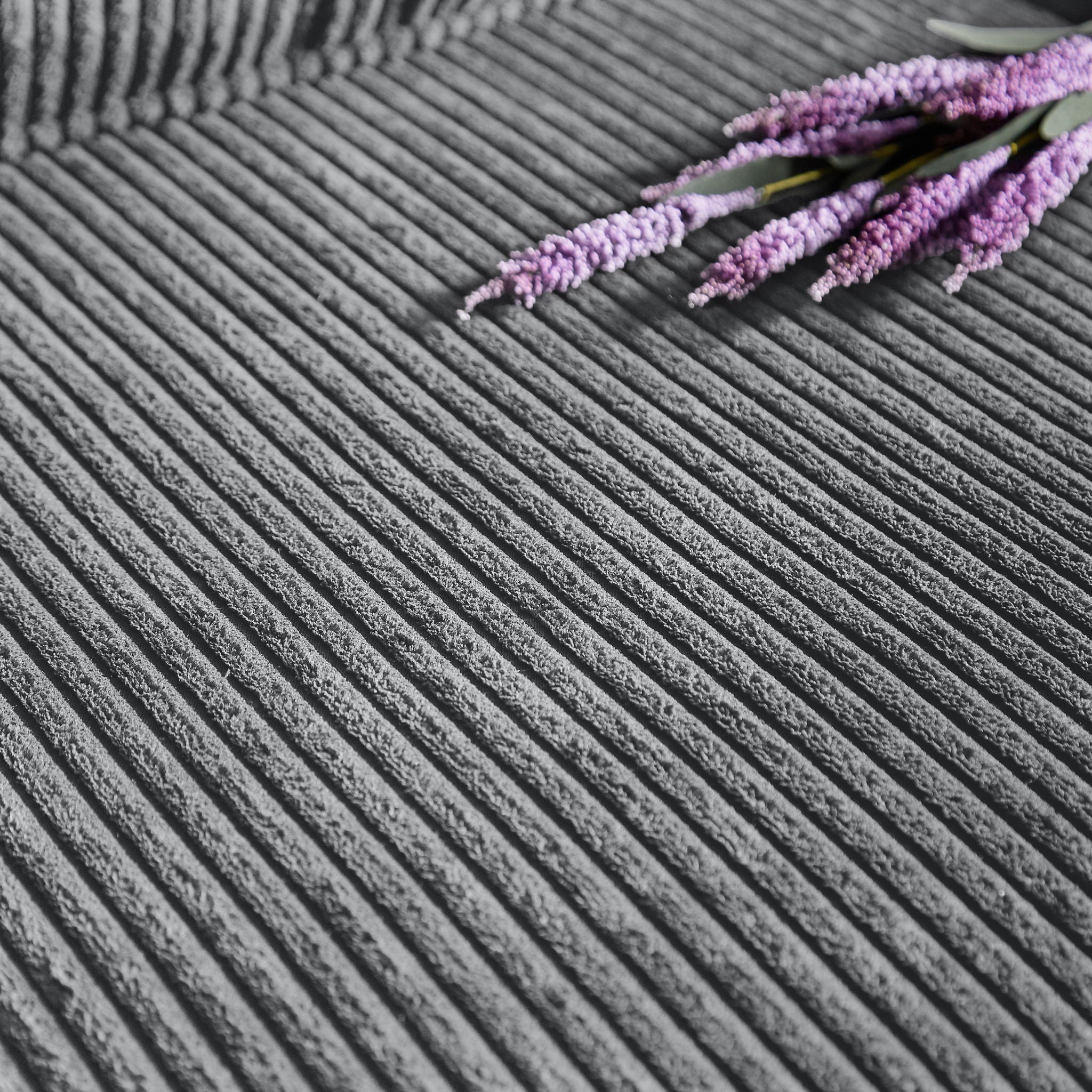 Modern Corduroy Fabric Sofa, 3 Seater Compressed Couch With Cup Holders