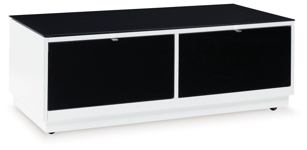 Signature Design by Ashley® Gardoni - White / Black - Rectangular Cocktail Table | Meri Furniture