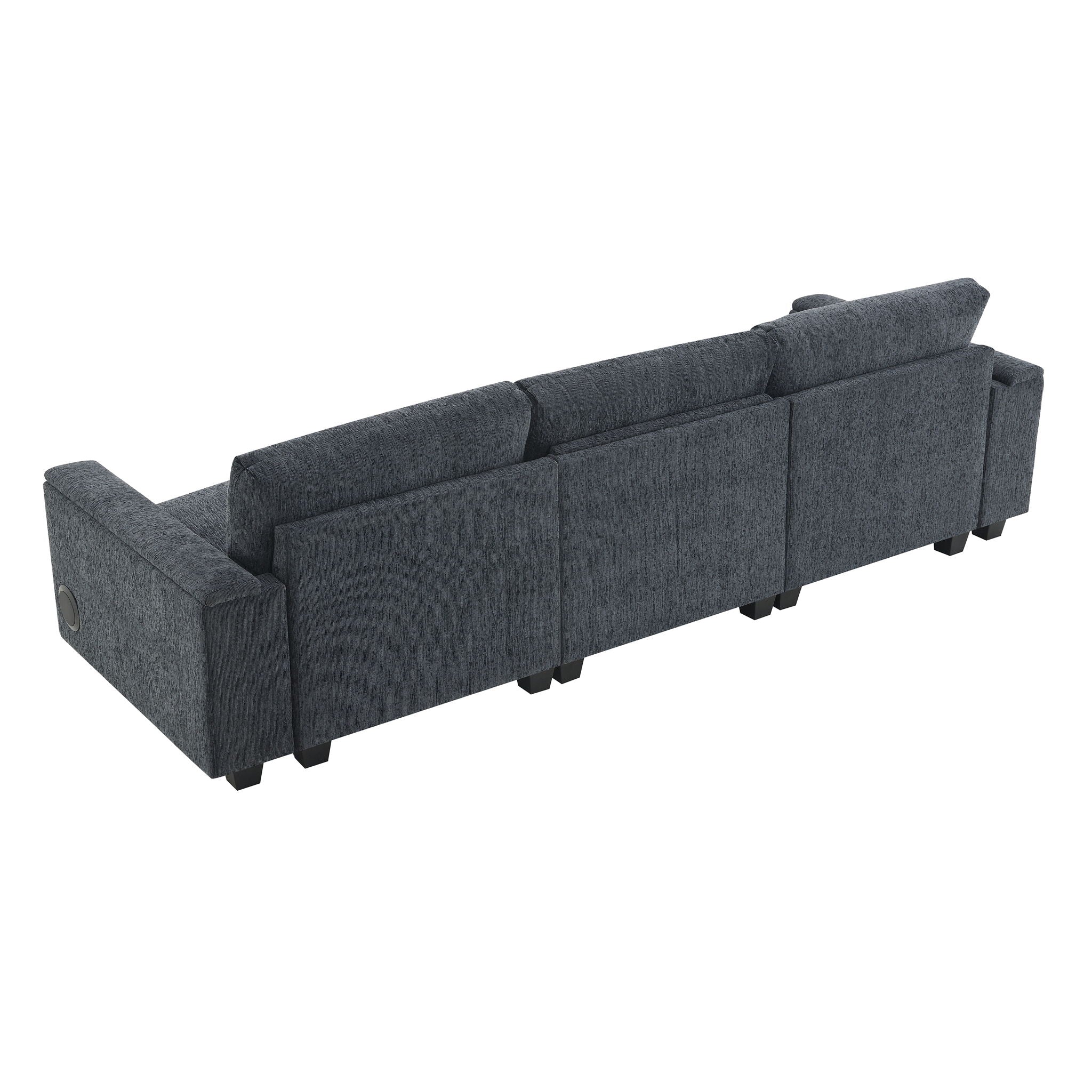 Sectional With Bluetooth Speaker Comfy Cloud Couch Set With Drop Down Table Cup Holders, USB Charger Storage Armrest Wide Seat Sofa