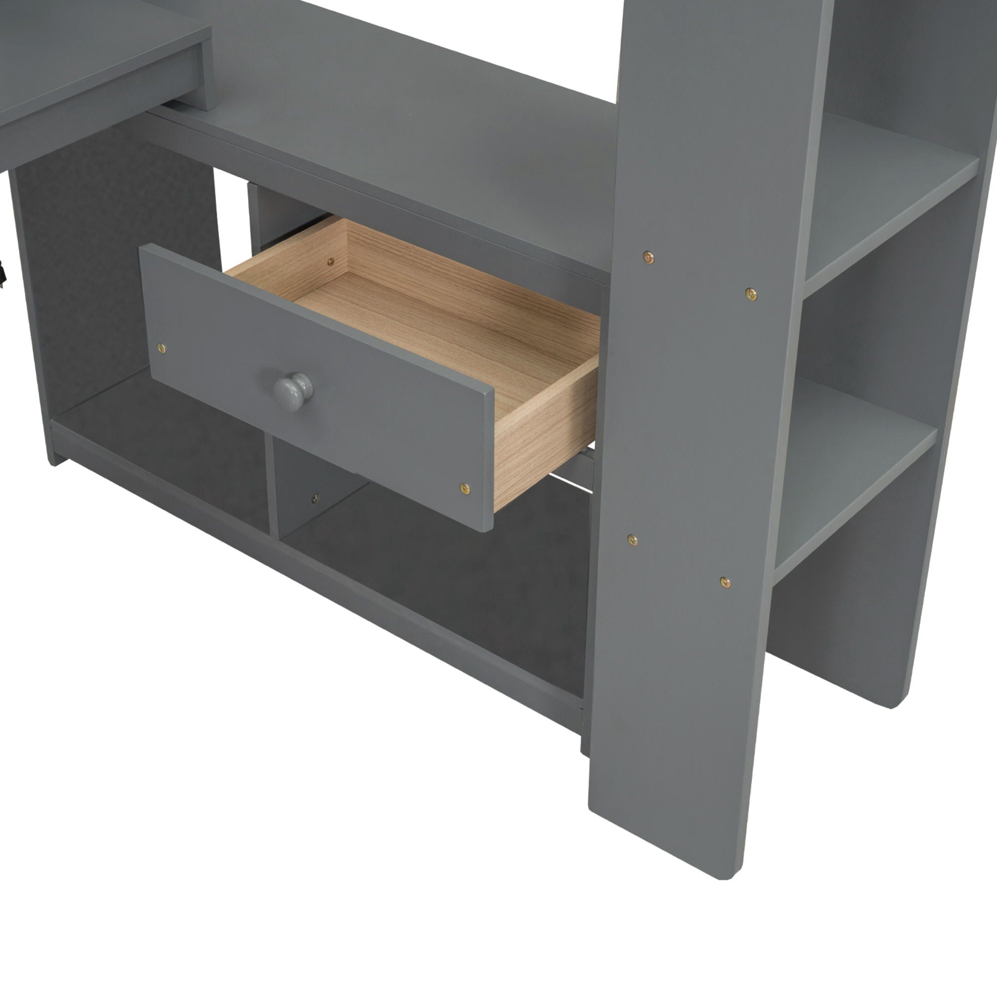 Gaming Loft Bed With Desk, Multi Storage Shelves, LED And Charging Station