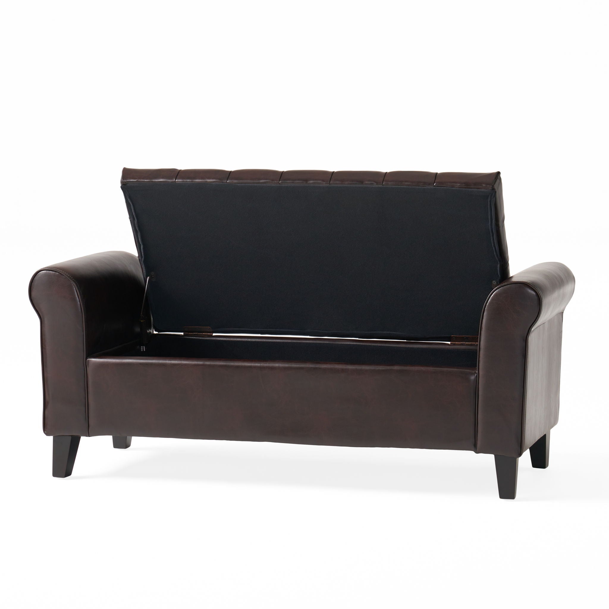 Hayes - Contemporary Armed Storage Bench With Button Tufting And Rolled Arms