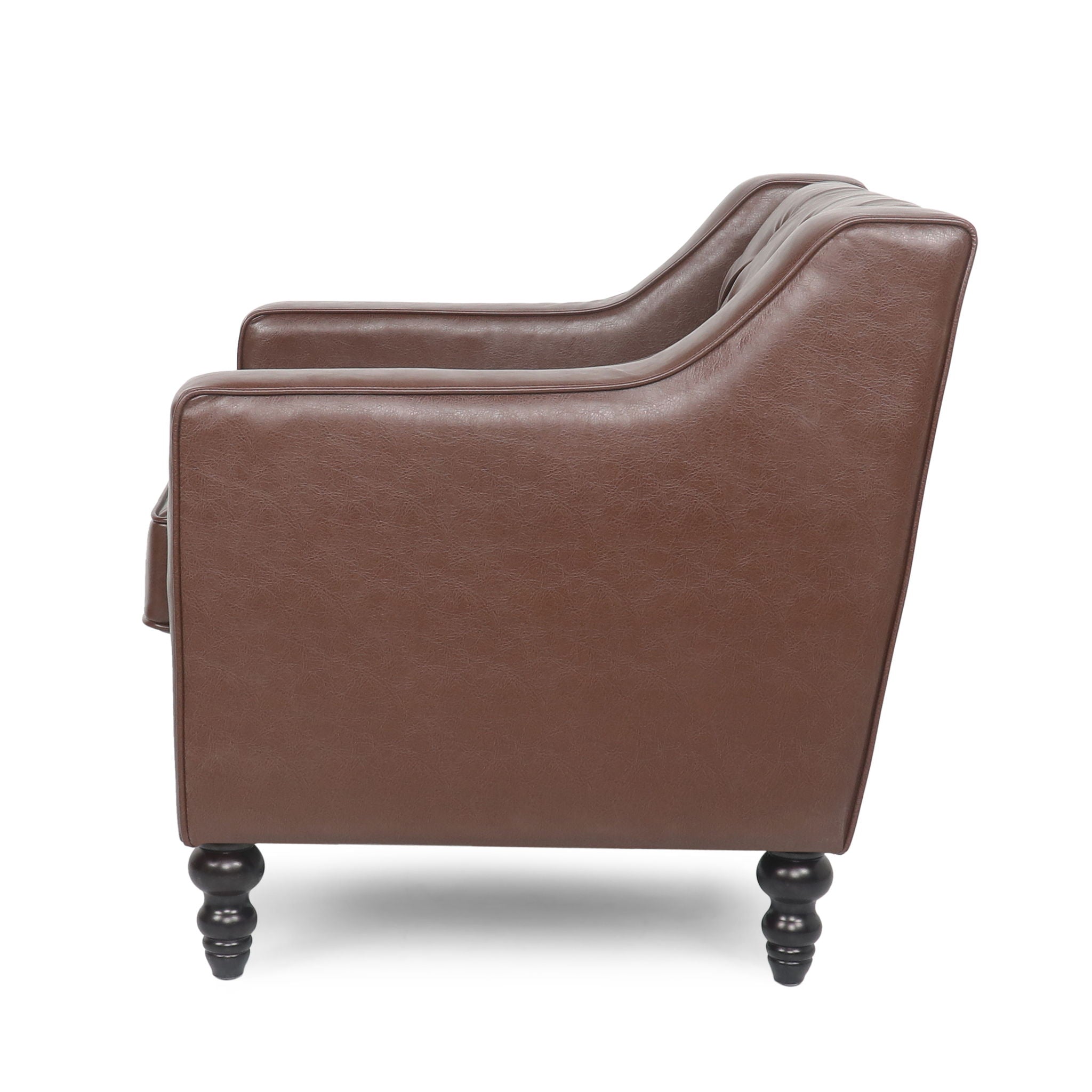 Contemporary Club Chair With Button Tufting And Birch Wood Legs