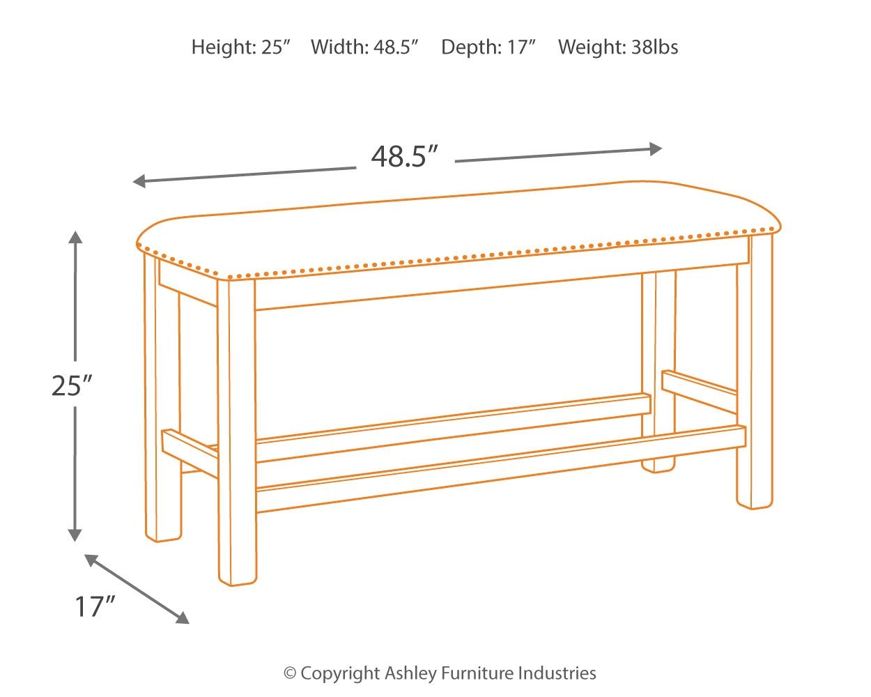 Ashley Furniture Moriville - Beige - Double Uph Bench | Meri Furniture