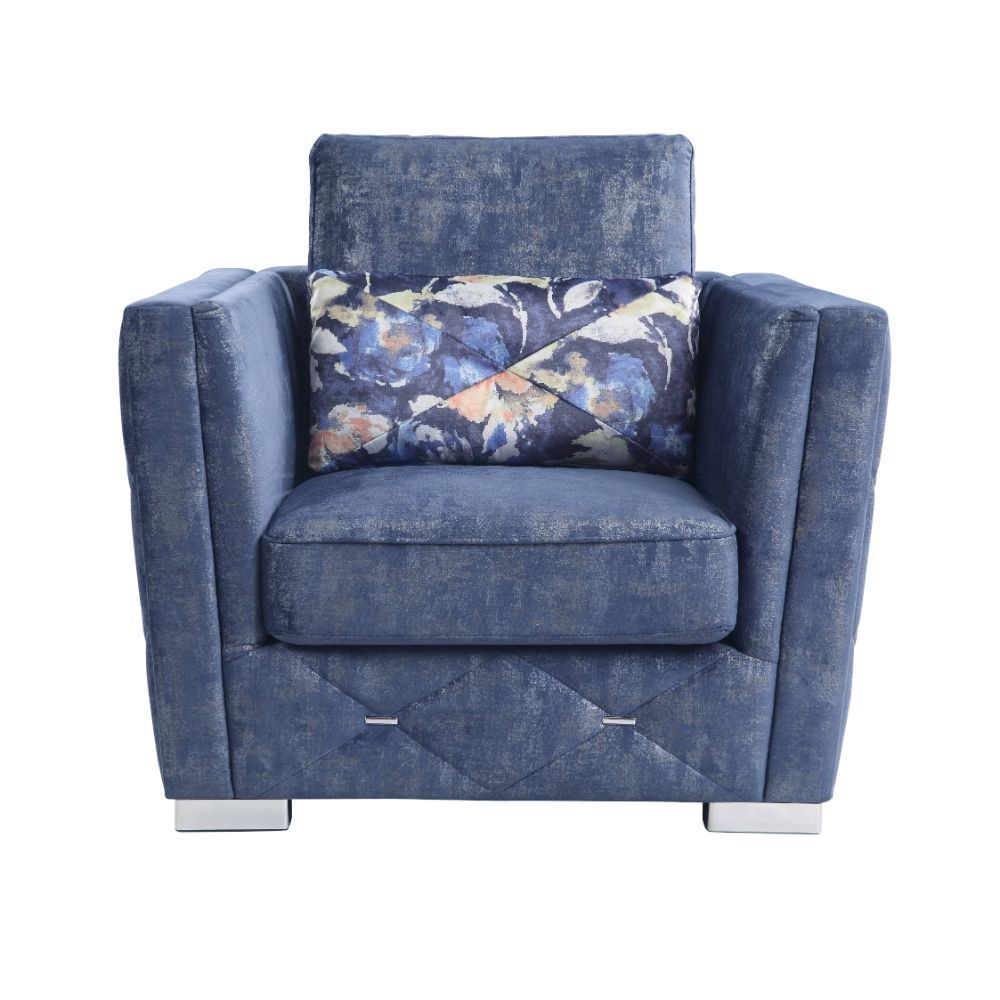 ACME Emilia - Chair - 2-Tone Blue Fabric | Meri Furniture