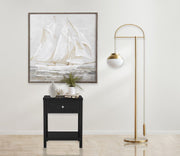 Dylan 23"W Black Wooden End Side Table Nightstand with Glass Top and Drawer