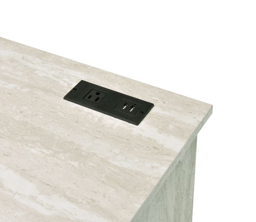ACME Tyeid - Desk - Antique White & Gold Finish | Meri Furniture