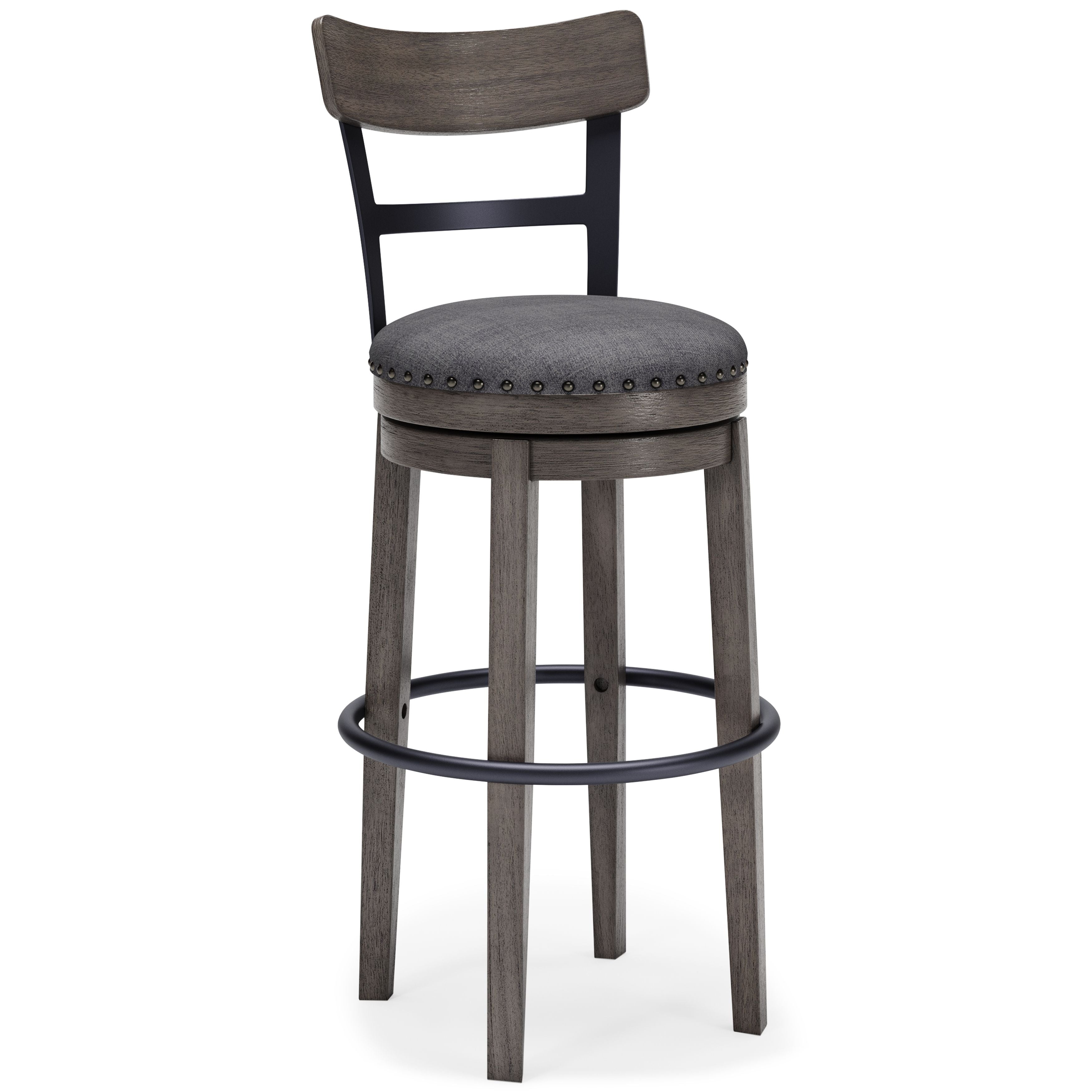 Signature Design by Ashley® Caitbrook - Gray - Tall Uph Swivel Barstool | Meri Furniture
