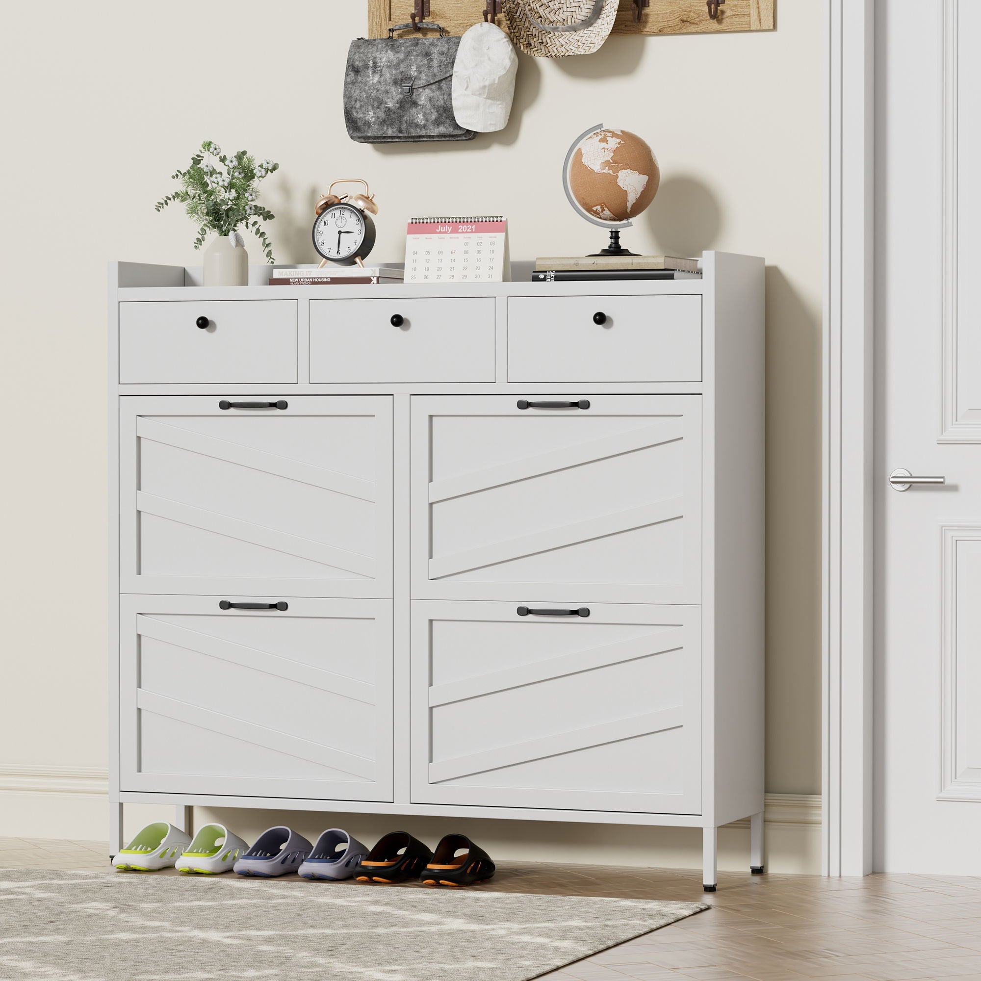 Shoe Cabinet With Flip Drawers