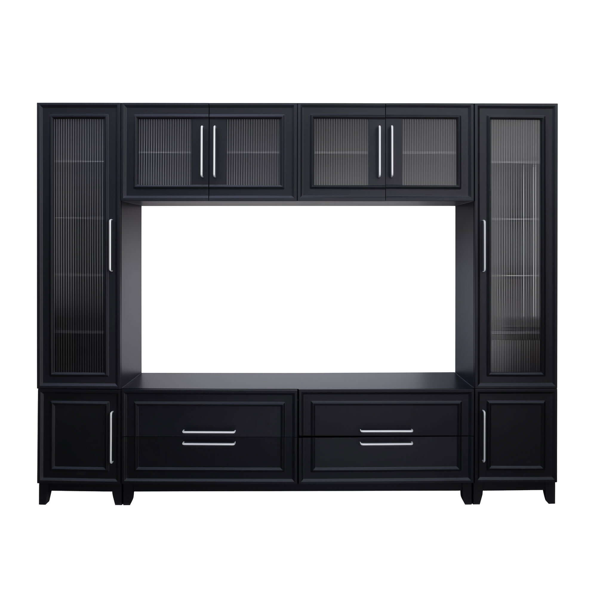 Wall Unit Modern Entertainment Center With Glass Doors