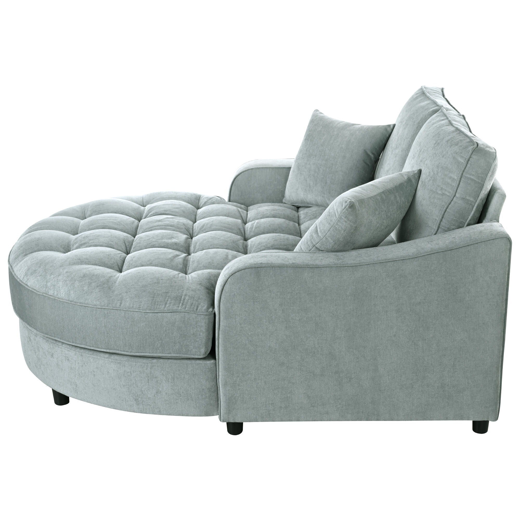 Modern Chaise Lounge Upholstered Sofa Couch With Tufted Seat And Detachable Pillows For Living Room