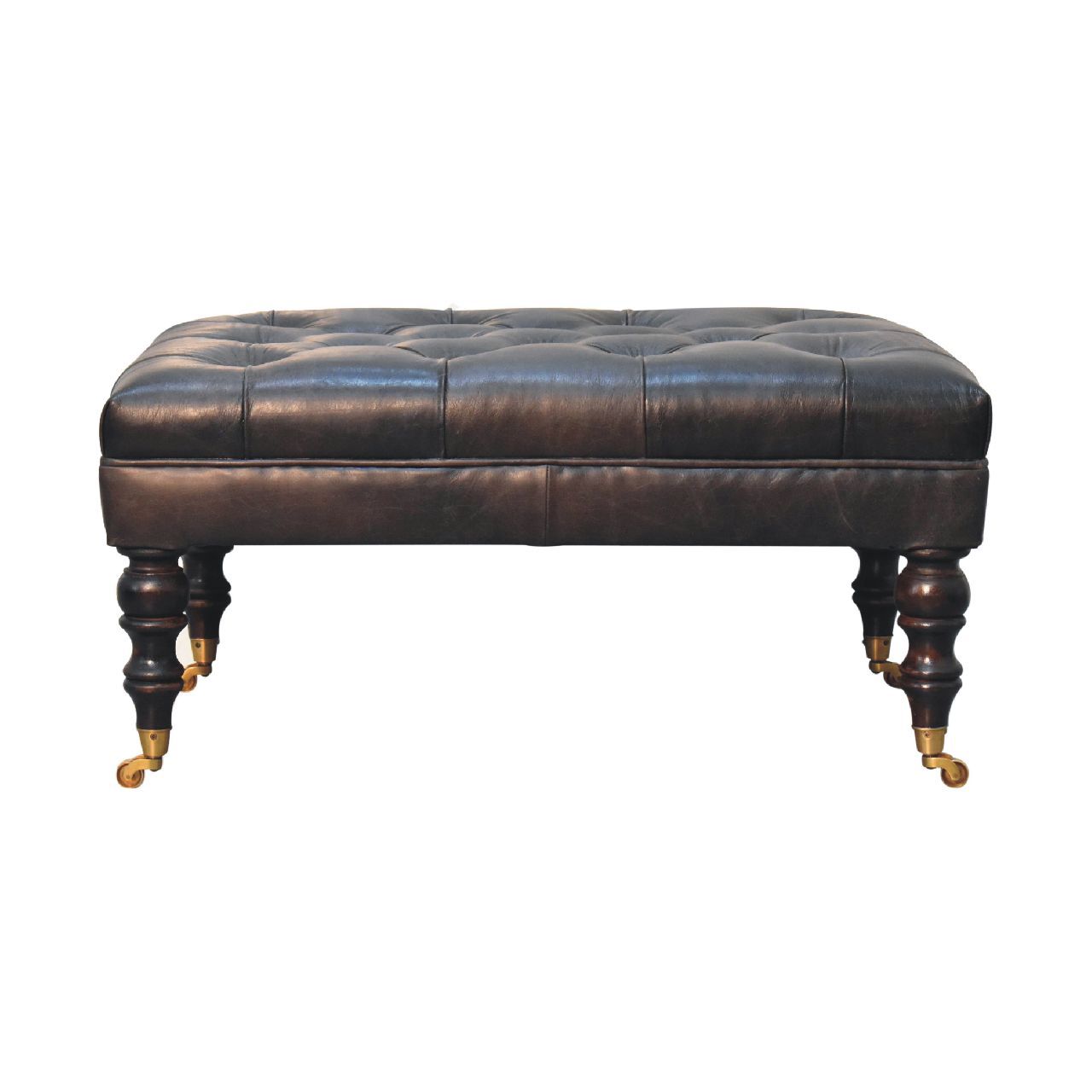 Buffalo - Leather Ottoman With Castor Legs
