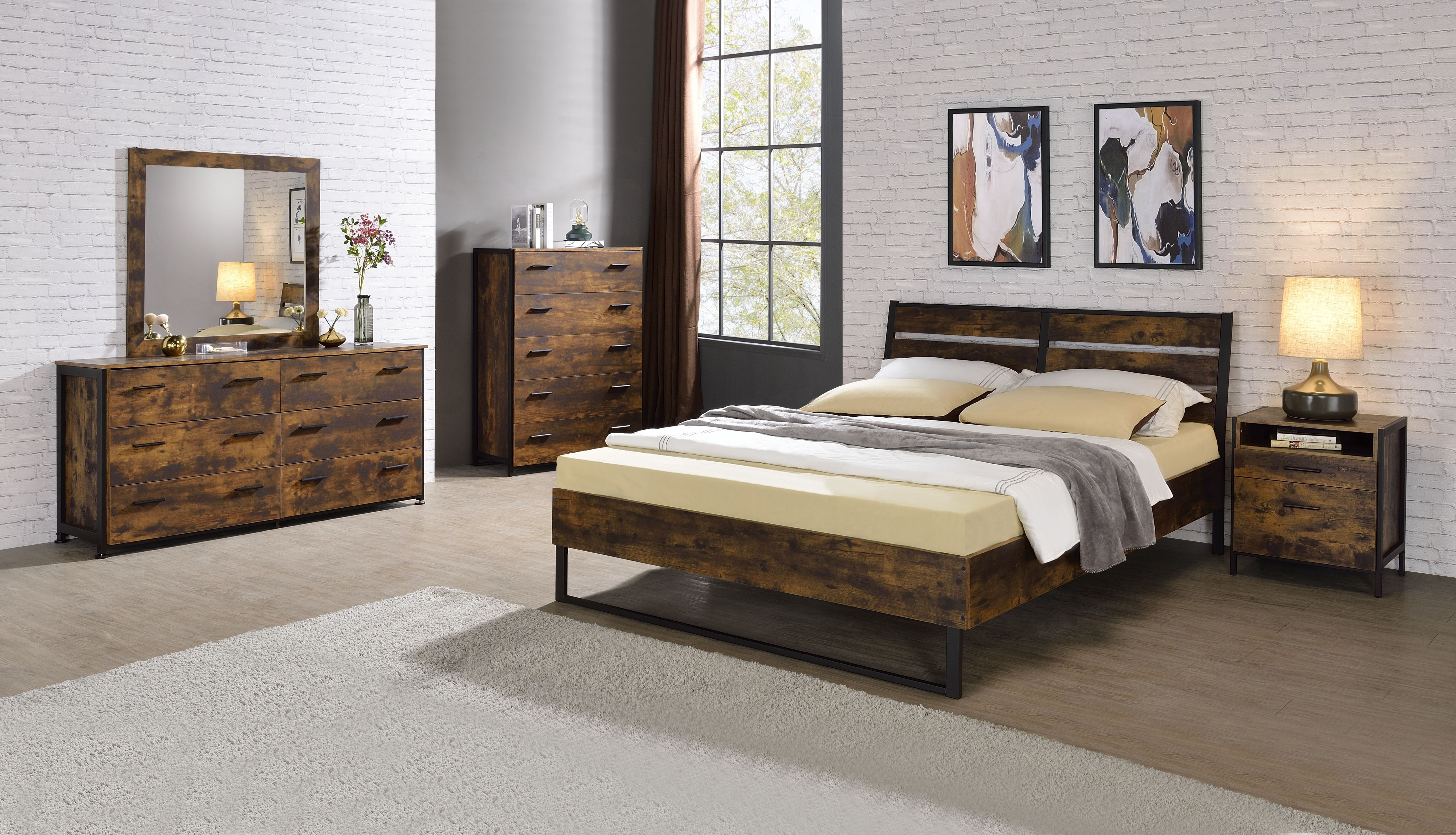 ACME Juvanth - Mirror - Rustic Oak | Meri Furniture