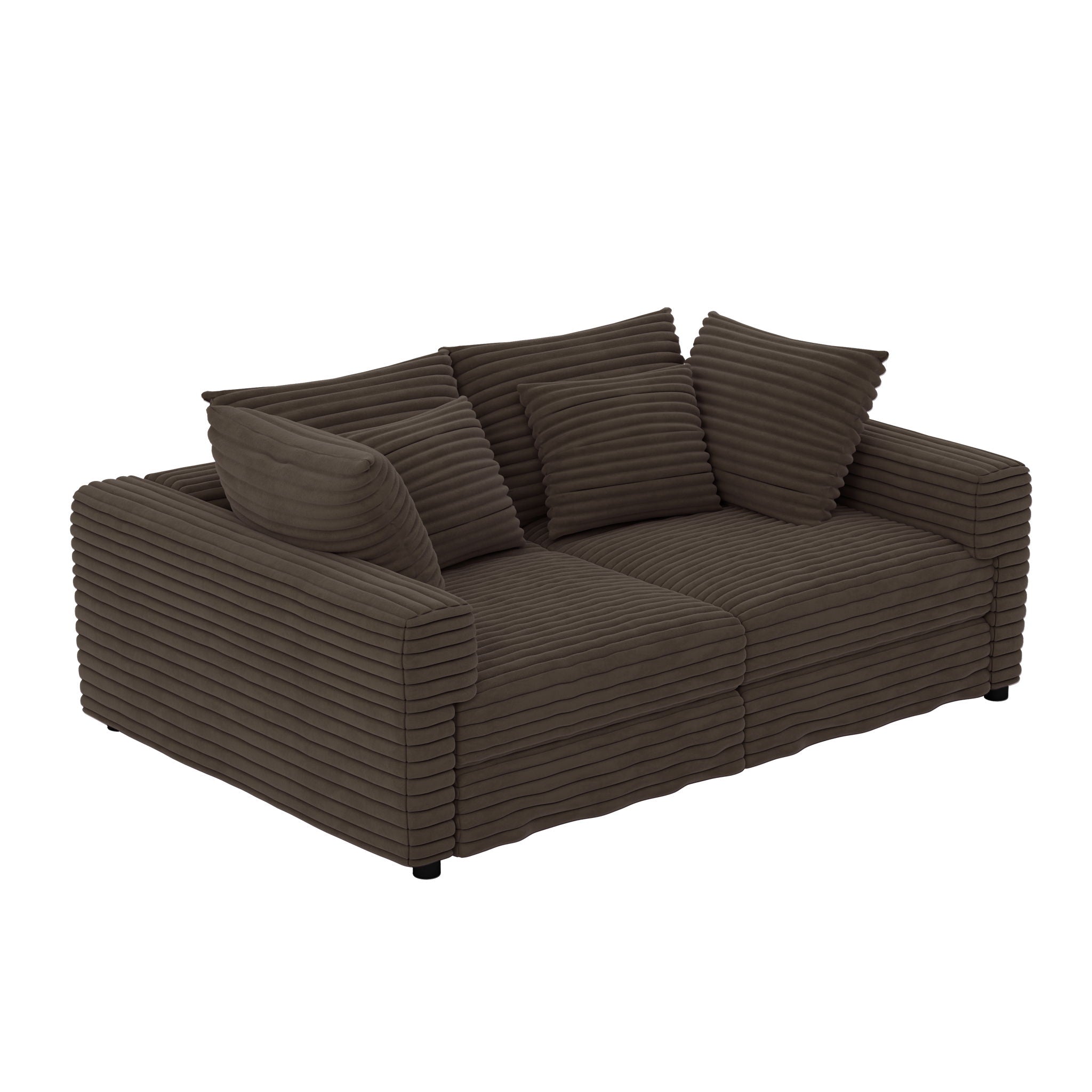 Plush Corduroy 4 Seat Sofa, Modern Comfy Upholstered Sofa Cloud Couch, Deep Seat Couches With Soft Pillows