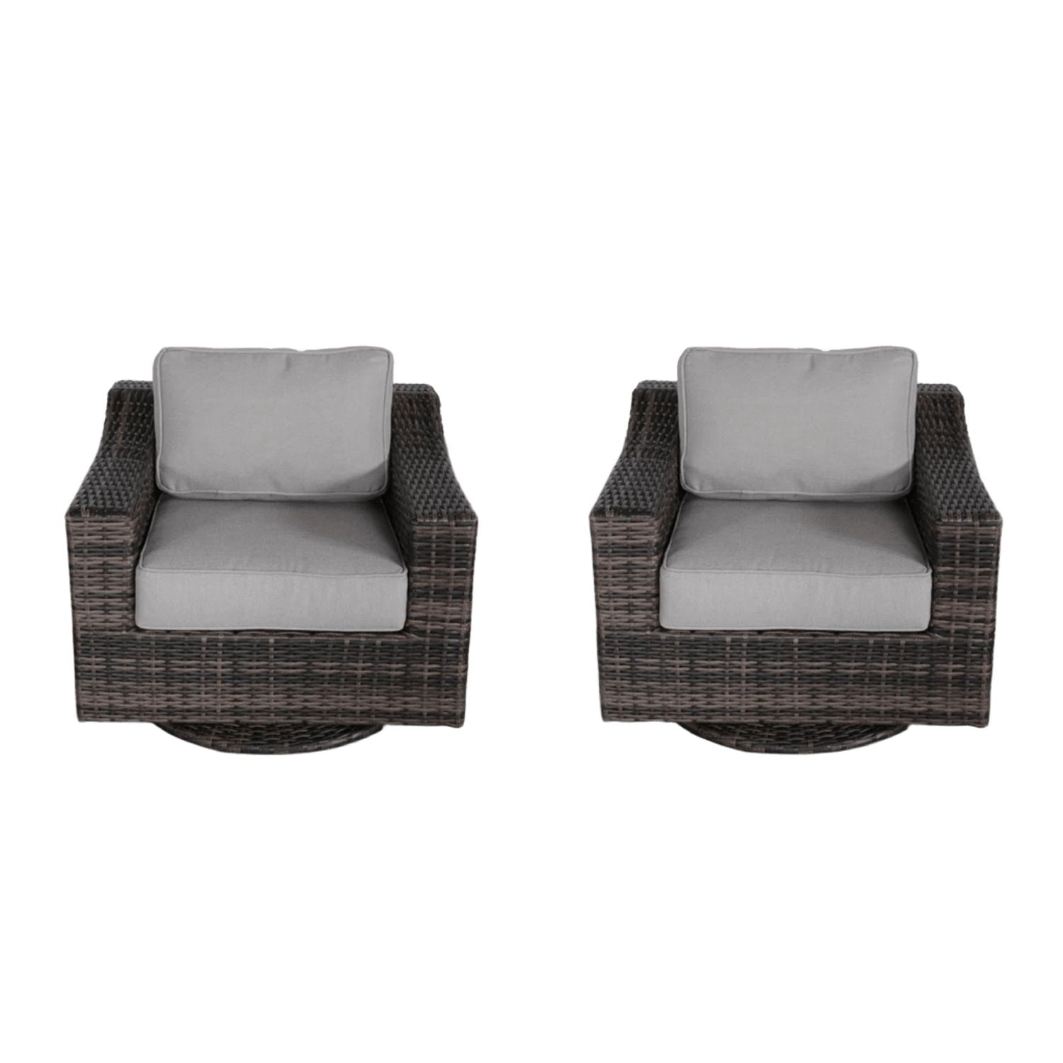 Contemporary Outdoor Swivel Patio Chair With Cushions (Set of 2) - Brown