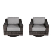 Contemporary Outdoor Swivel Patio Chair With Cushions (Set of 2) - Brown