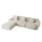 L Shaped Modular Sectional Sofa Corduroy And Movable Ottoman