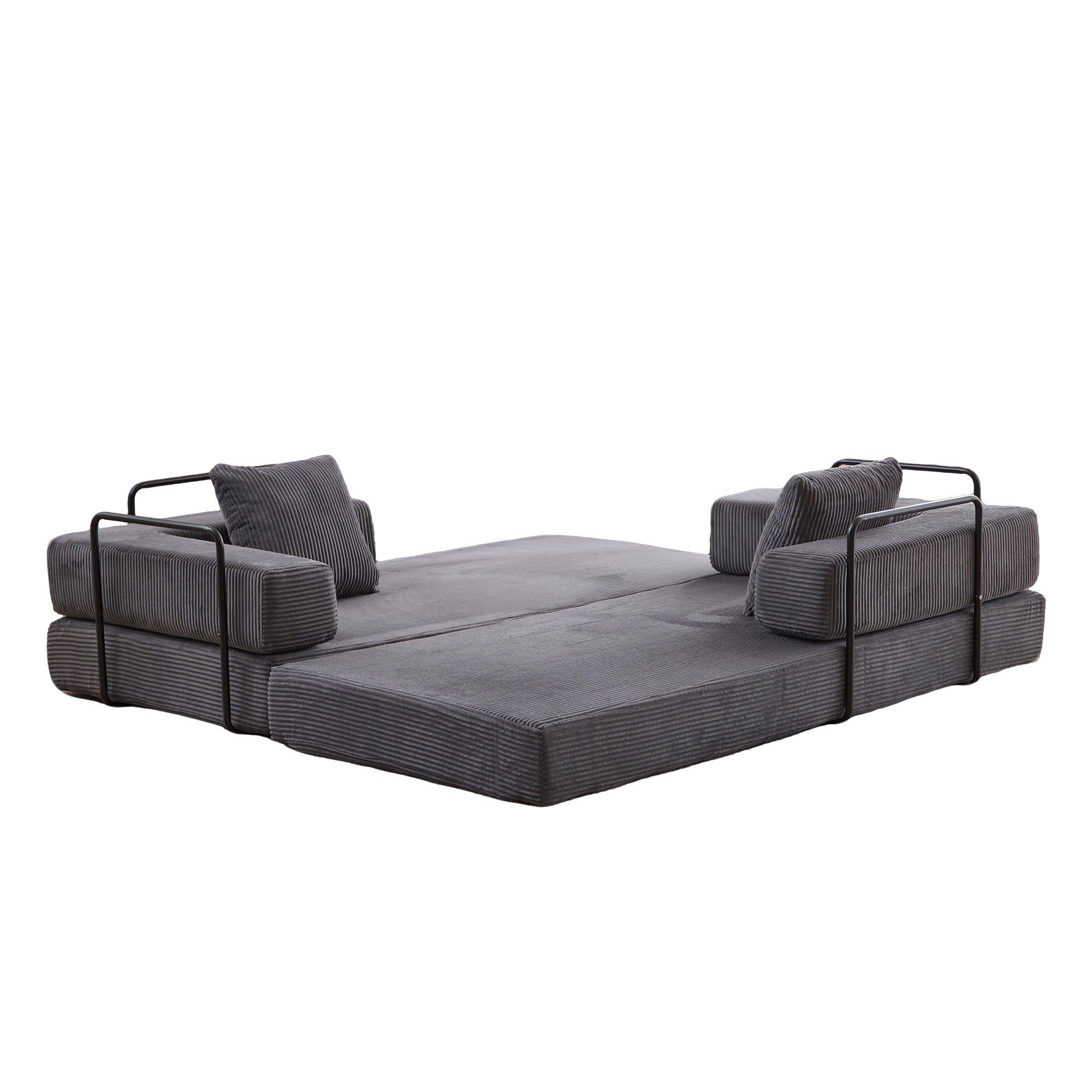 Floor Couch, Convertible Floor Sofa Bed With Pillow Back Support Armrest