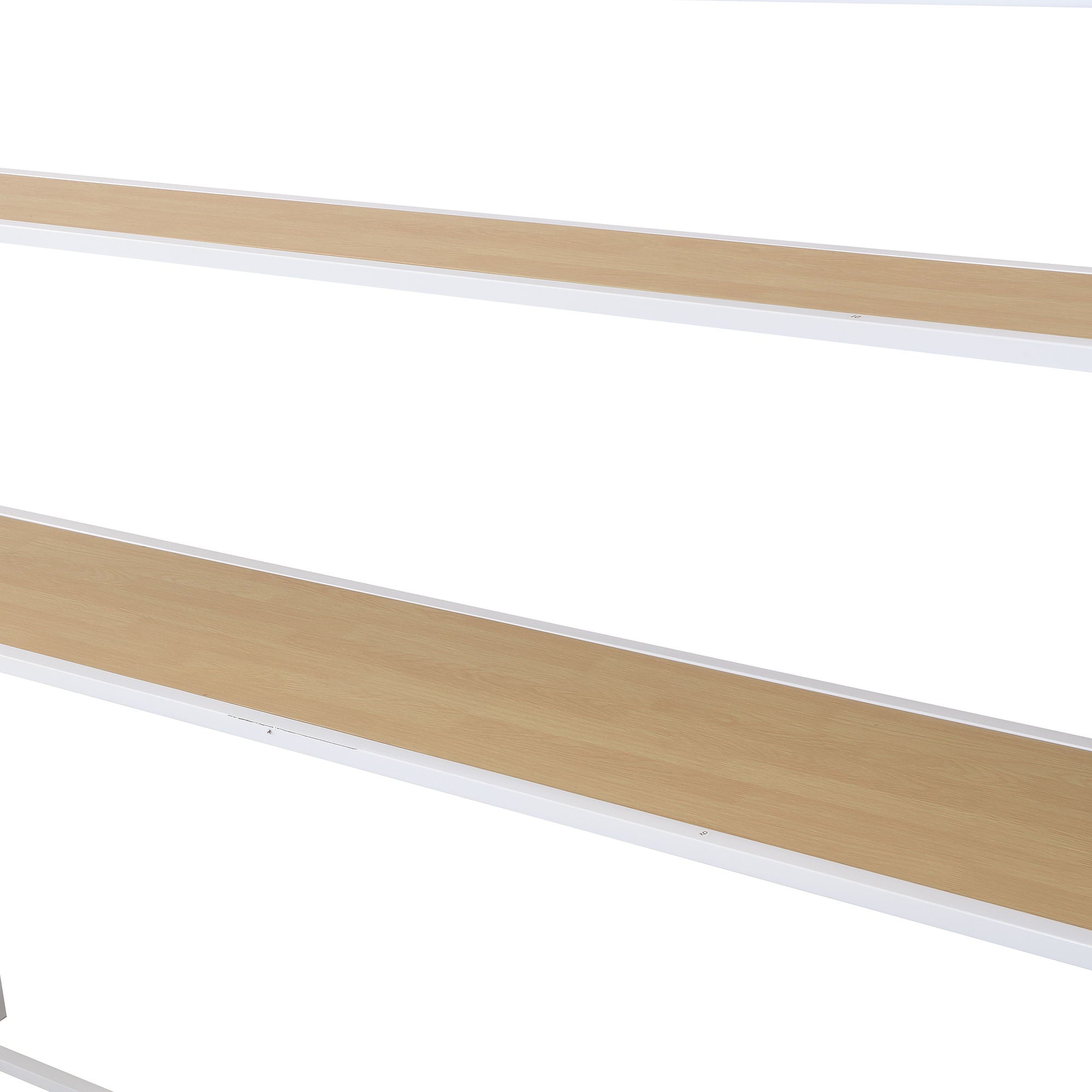 Twin Size Loft Bed With Built In Desk, Staircase Storage & 4 Tier Shelves - White