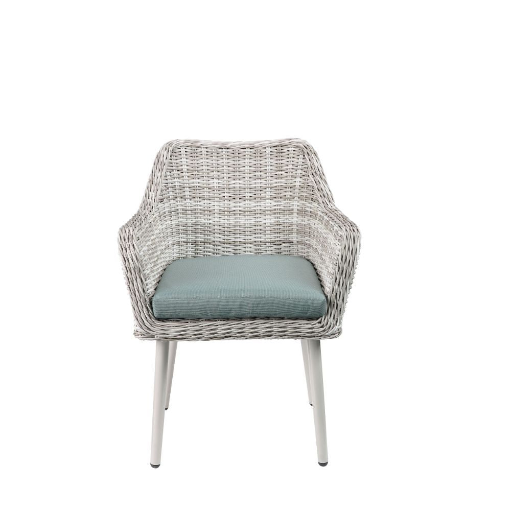 ACME Tashay - Patio Bistro Set - Green Fabric & Beige Wicker | Meri Furniture