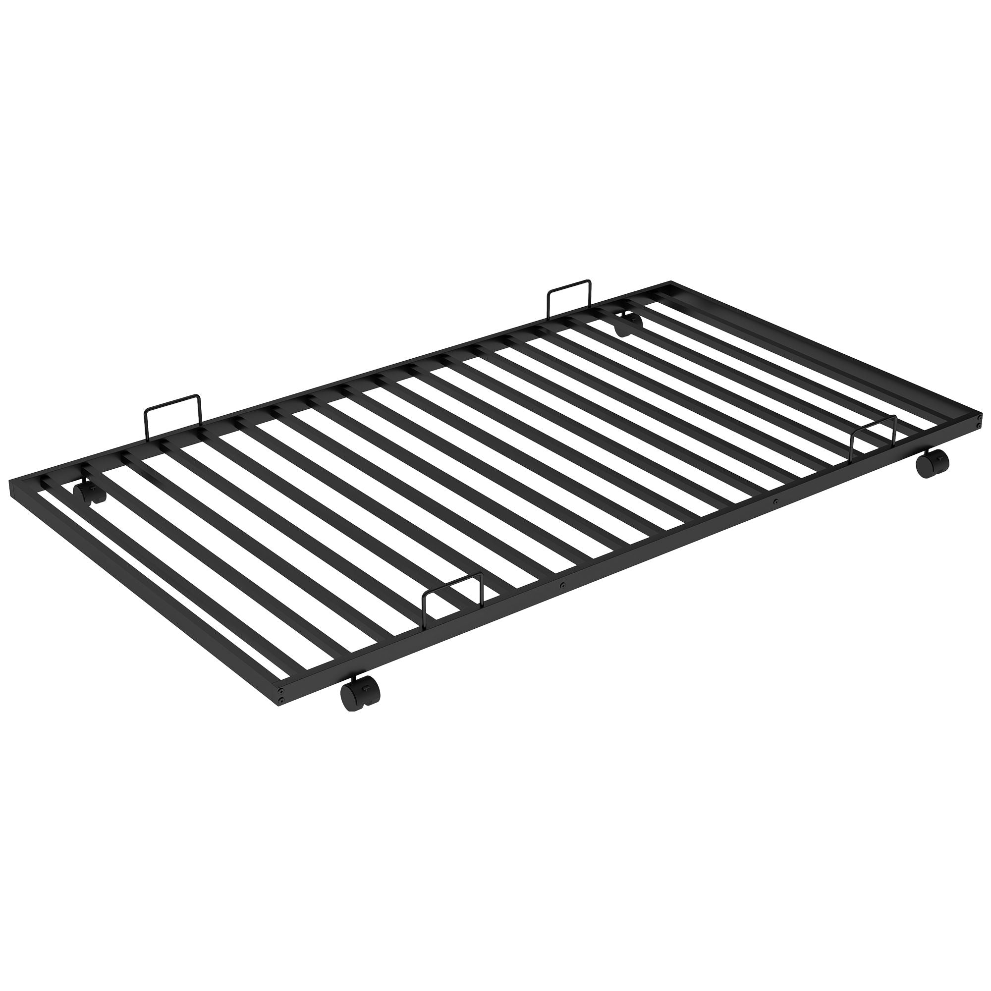 Bunk Bed With Steel Frame And Trundle, 2 Side Ladders