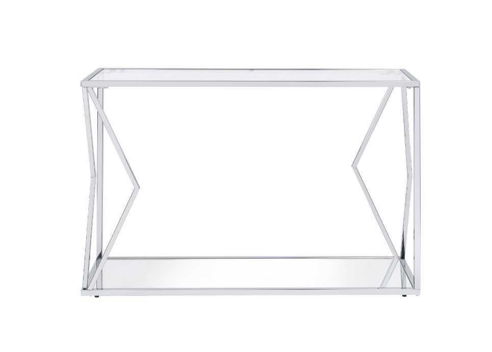 ACME Virtue - Sofa Table - Clear Glass & Chrome Finish | Meri Furniture