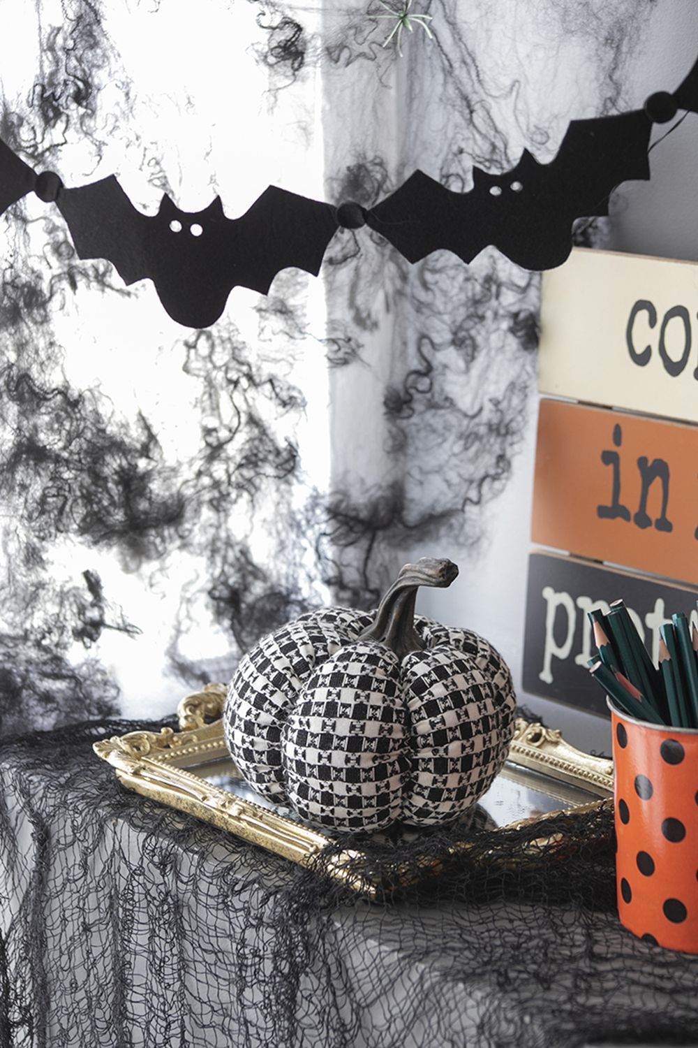 Plaid Pumpkin Decor, For Holiday Halloween Decoration