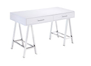 ACME Coleen - Desk - White High Gloss & Chrome Finish | Meri Furniture