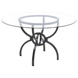 Aviano - 5 Piece Round Glass Top Dining Table Set - Gunmetal