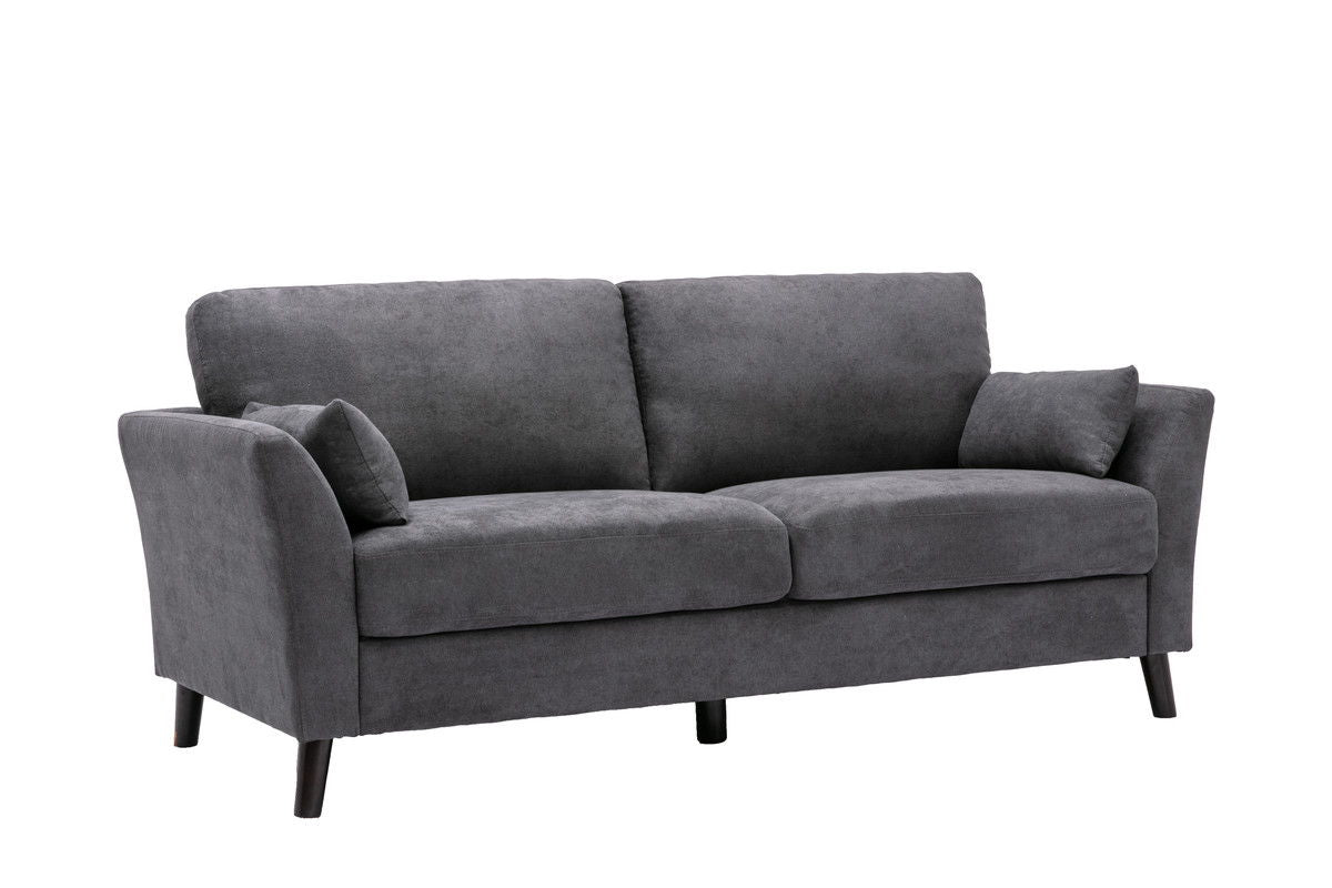 Damian Gray Woven Fabric Sofa Loveseat Living Room Set