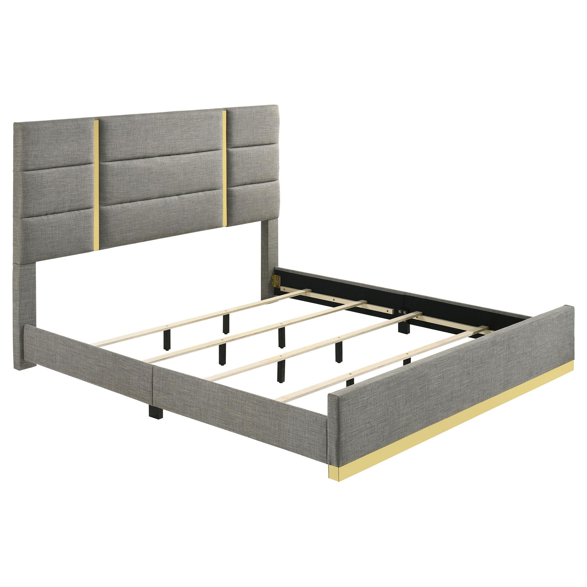 Ines 4-piece Eastern King Bedroom Set Grey and White High Gloss