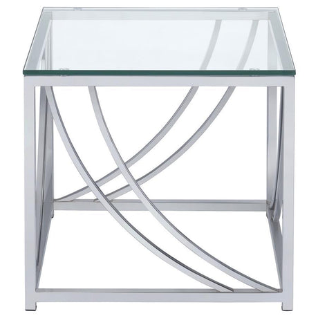 Lille - Square Glass Top Side End Table - Chrome