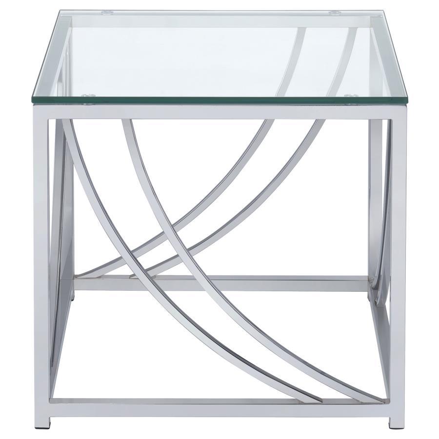 Coaster Fine Furniture Lille - Square Glass Top Side End Table - Chrome | Meri Furniture