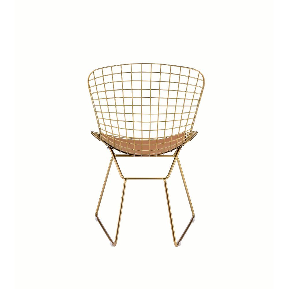 ACME Achellia - Side Chair (Set of 2) - Whiskey PU & Gold | Meri Furniture
