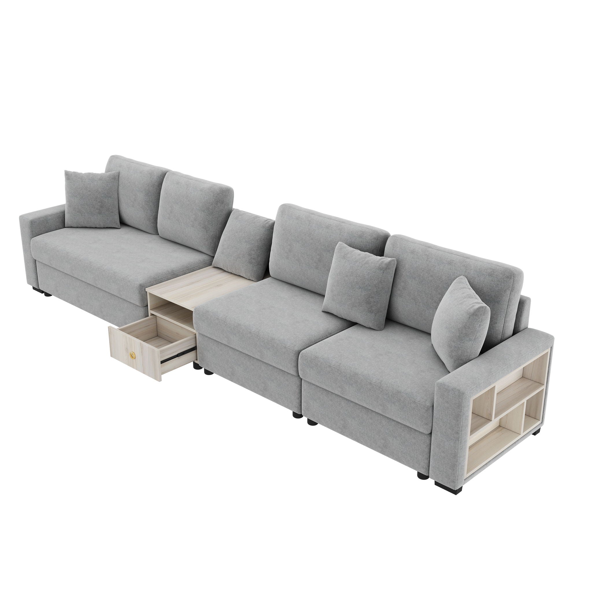 Modular Sofa Couch With Storage Armrest And Center Console