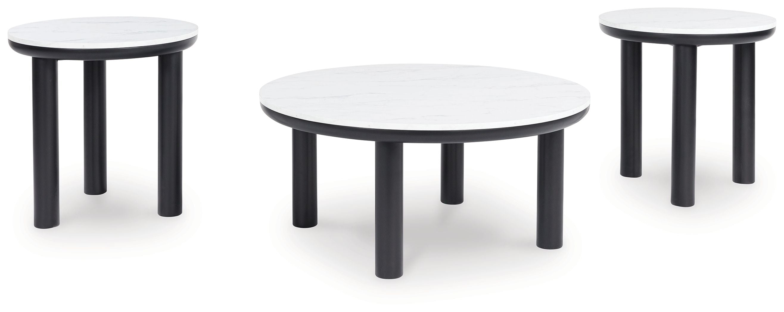 Signature Design by Ashley® Xandrum - Black / White - Occasional Table Set (Set of 3) | Meri Furniture