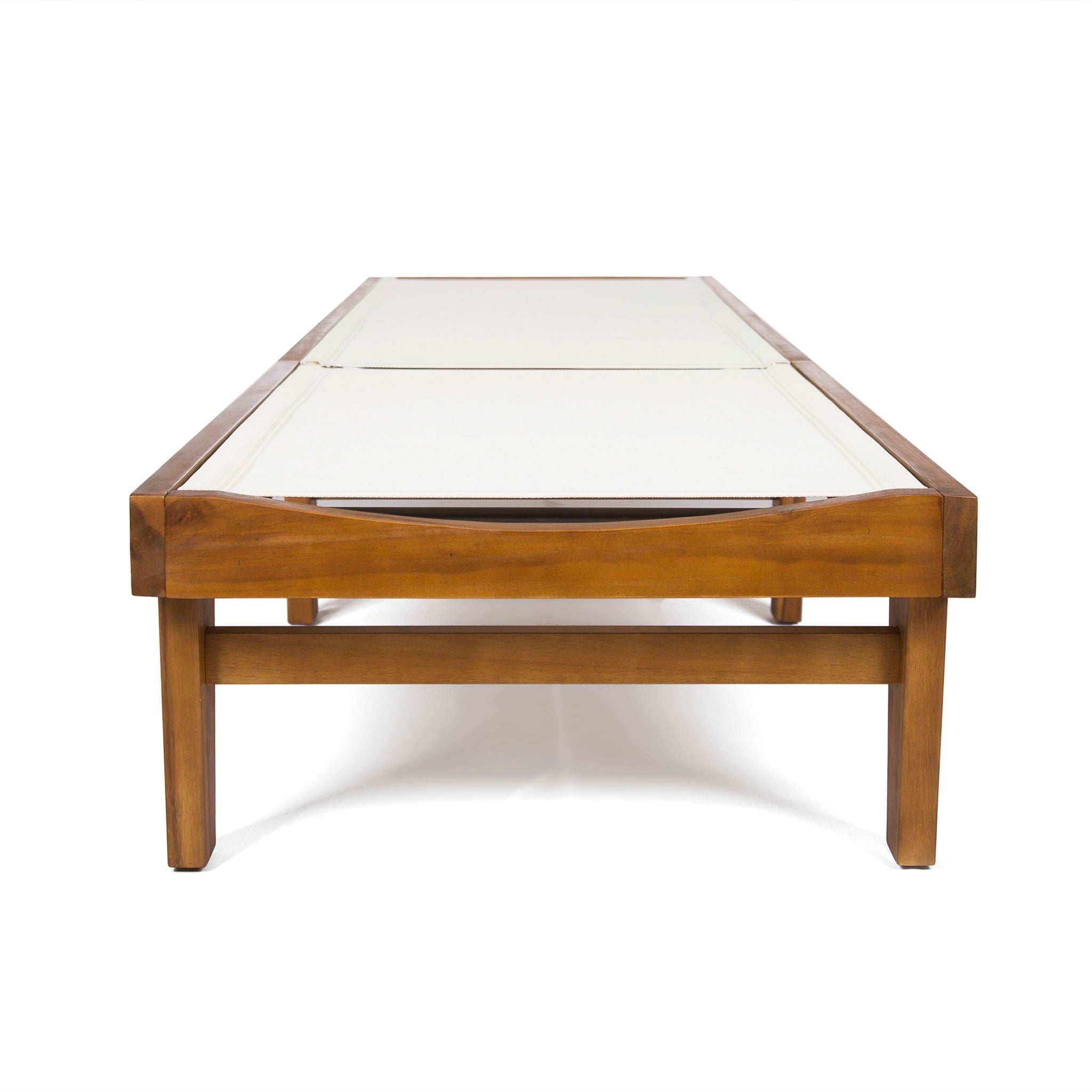 Outdoor Chaise Lounge With Acacia Wood Frame - White / Teak