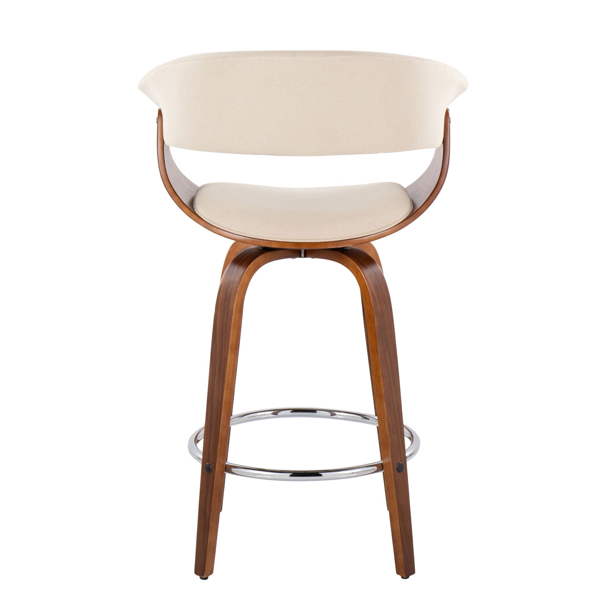 Vintage Mod - Mid Century Modern Fixed Height Counter Stool With Swivel With Round Footrest (Set of 2)