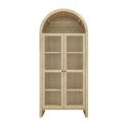 Tall Arched Kitchen Pantry, Modern Farmhouse Wood Kitchen Storage Cabinets, Arched Storage Display Cabinet With Adjustable Shelves, Versatile Cupboard For Kitchen, Dining Room - Natural