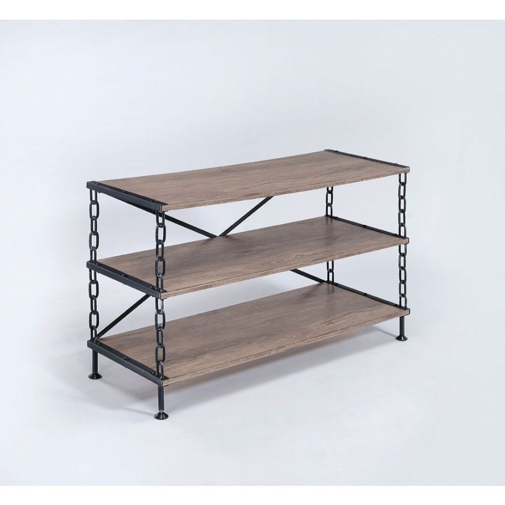 ACME Jodie - TV Stand - Rustic Oak & Antique Black | Meri Furniture