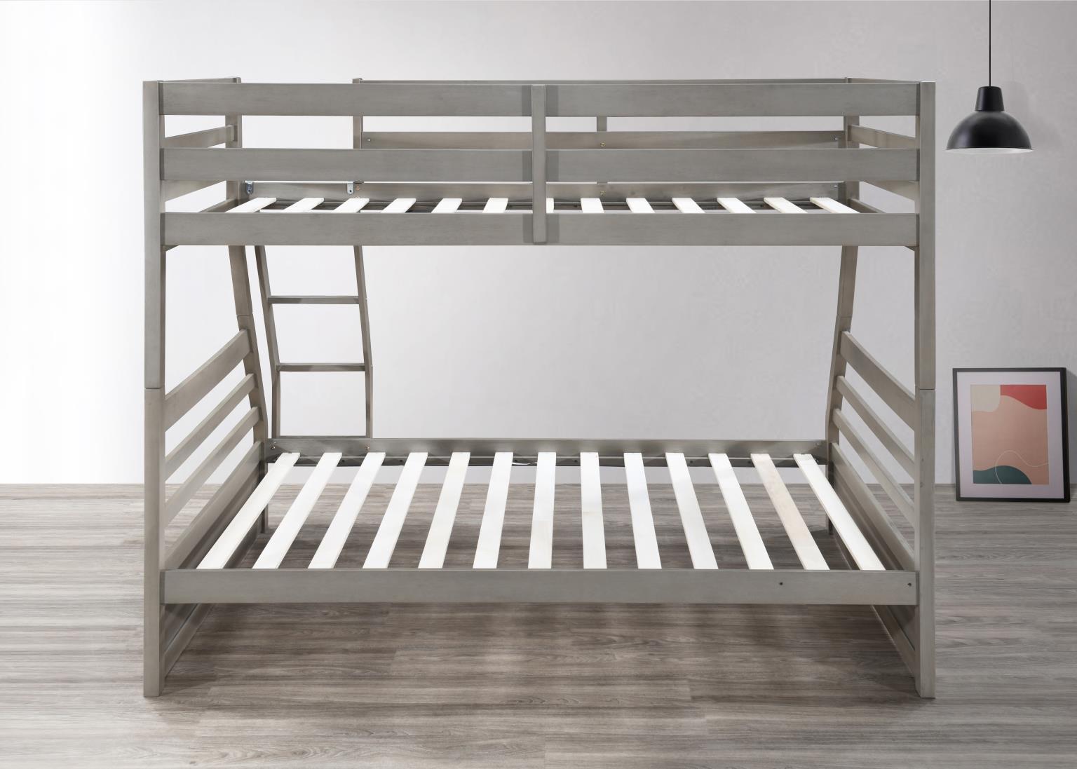S090 - Twin / Full Bunk Bed - Light Gray