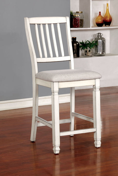 Furniture of America Kaliyah - Counter Height Chair (Set of 2) - Antique White | Meri Furniture