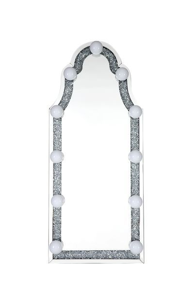ACME Noralie - Accent Floor Mirror - Mirrored & Faux Diamonds - Wood | Meri Furniture