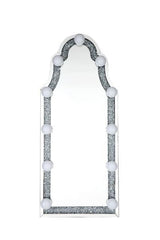 ACME Noralie - Accent Floor Mirror - Mirrored & Faux Diamonds - Wood | Meri Furniture