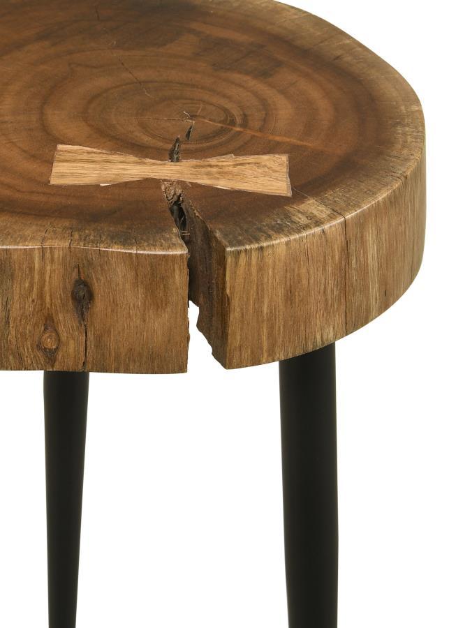 Coaster Fine Furniture Keith - Round Solid Tree Trunk Side Table - Natural And Black | Meri Furniture