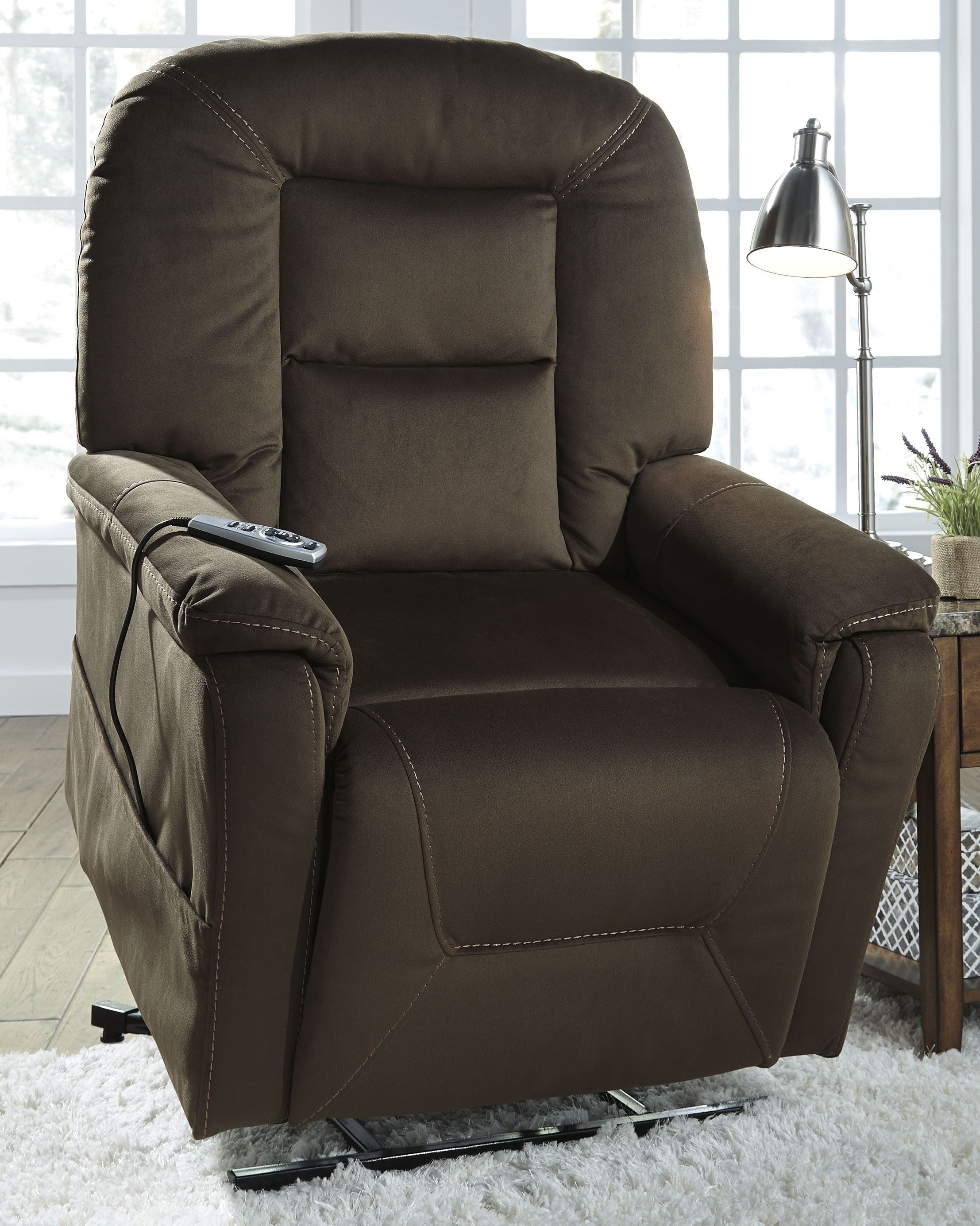 Ashley Furniture Samir - Coffee - Power Lift Recliner | Meri Furniture