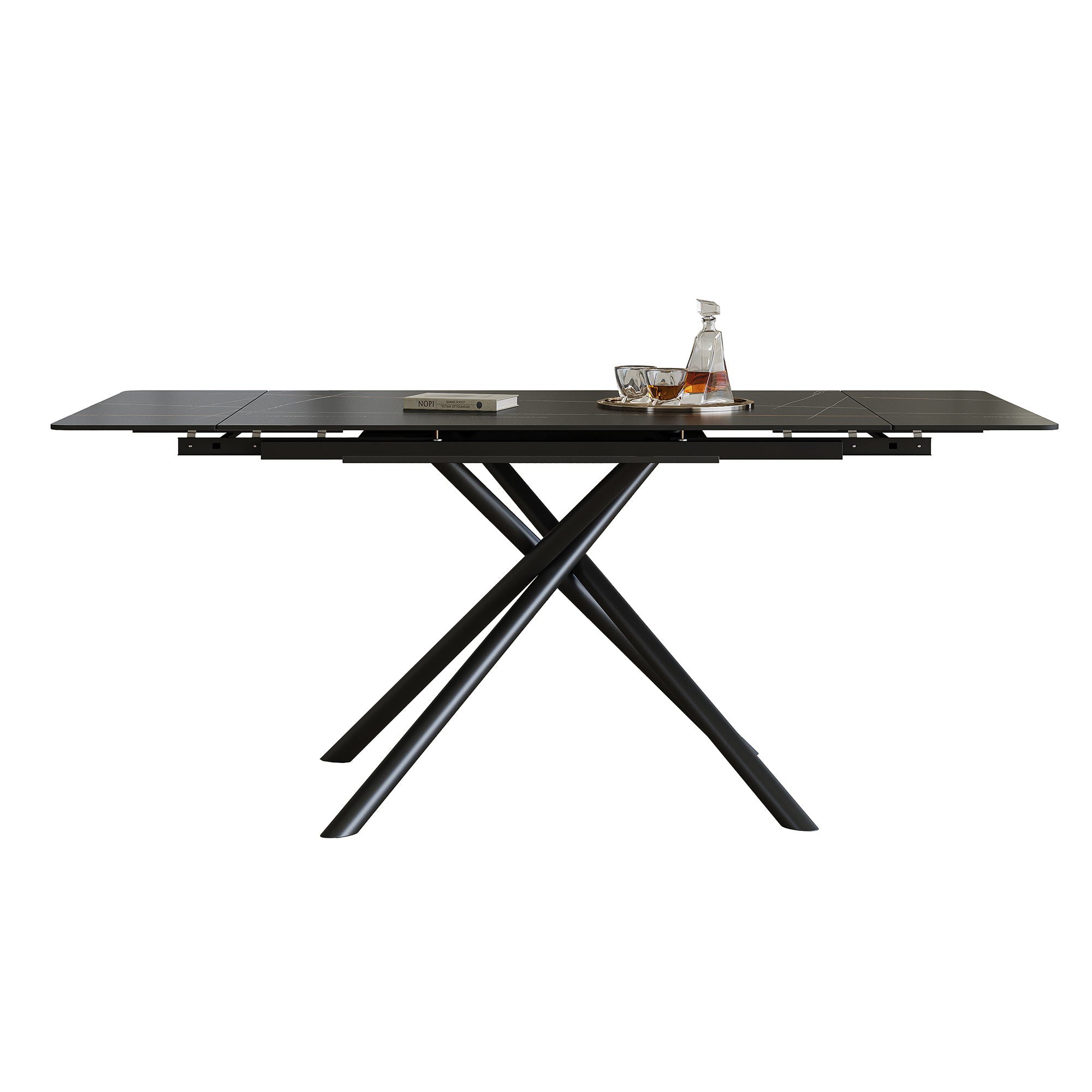 Retractable Sintered Stone Dining Table Set With Chairs