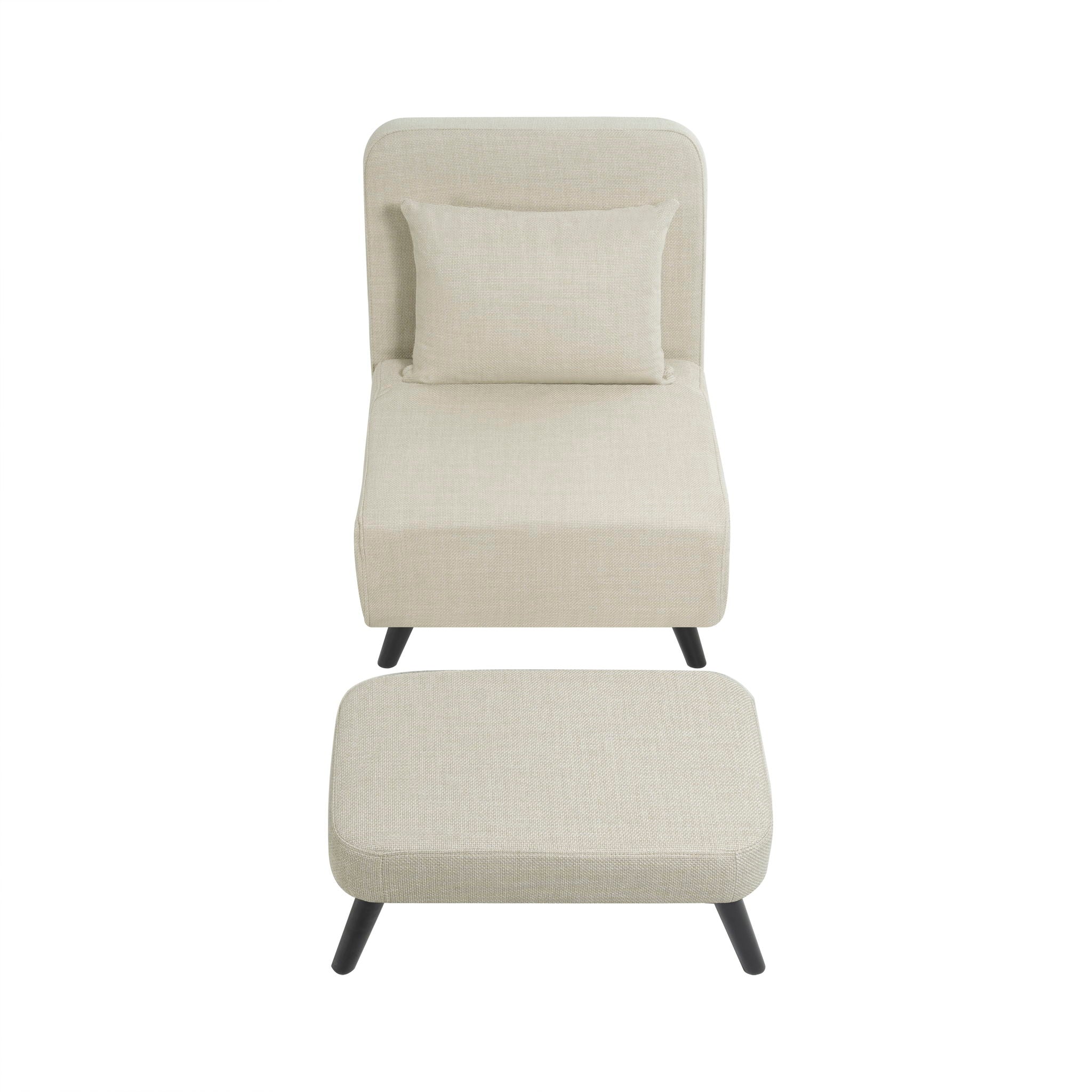 3 In 1 Foldable Linen Chaise Lounge With Adjustable Backrest