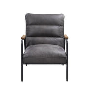 Nignu - Accent Chair - Gray Top Grain Leather & Matt Iron