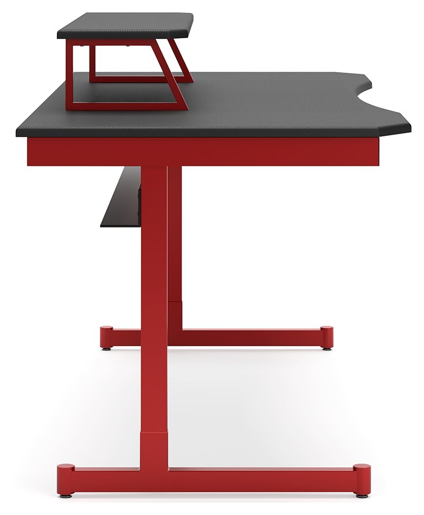Signature Design by Ashley® Lynxtyn - Red / Black - Home Office Desk With Raised Monitor Stand | Meri Furniture