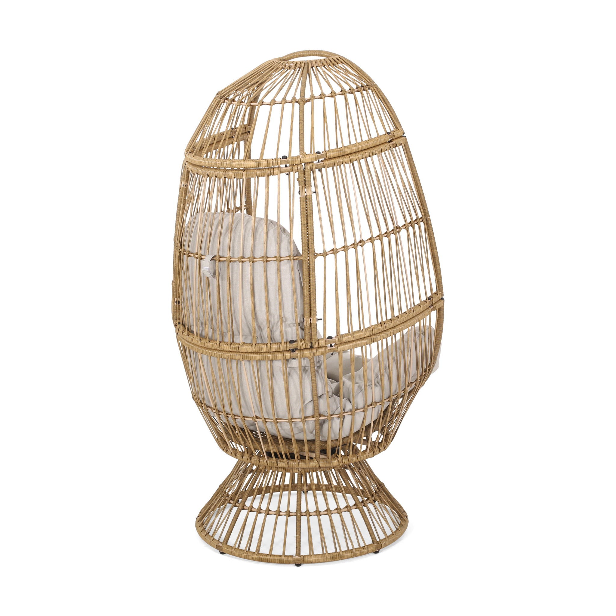 Patio Swivel Basket Egg Chair With Cushion